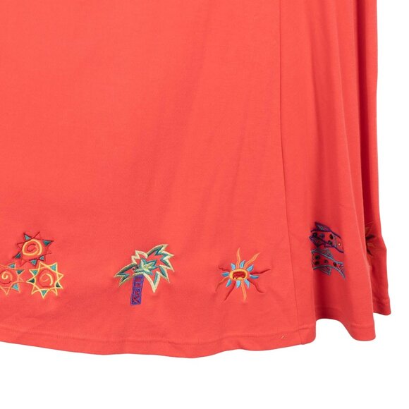 Eminent Sportswear Pink Coral Skirt L Womens Embroidery Elastic Waist Summer - Picture 5 of 7